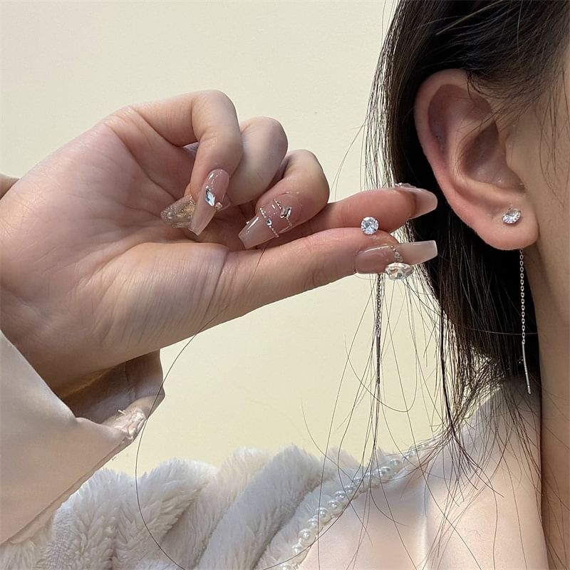 Earring Rhinestone Alloy Threader