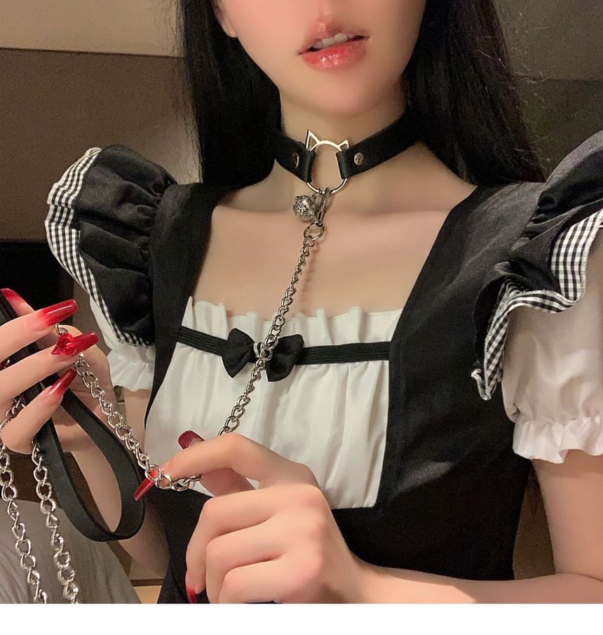 Cat Faux Alloy / Leather Choker Leash