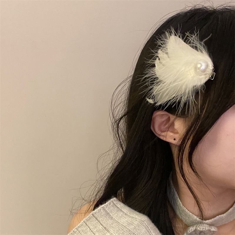 Faux Clip Hair 2: Feather Pearl Set of