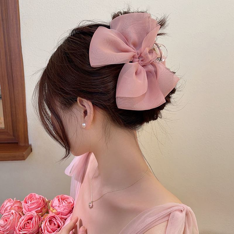 Mesh Bow Accent Hair Claw