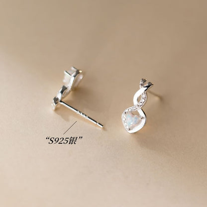 Heart Rhinestone Sterling Silver Stud Earring