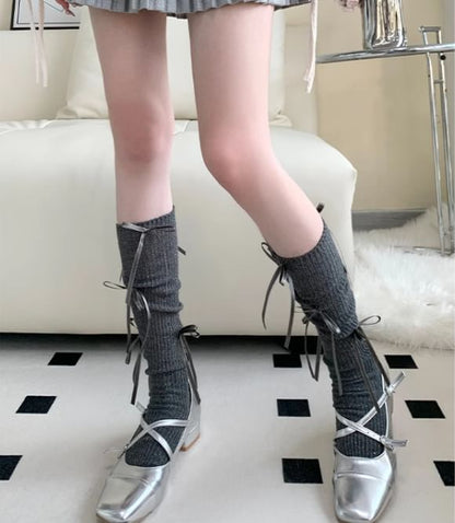 Ribbon Plain Long Socks