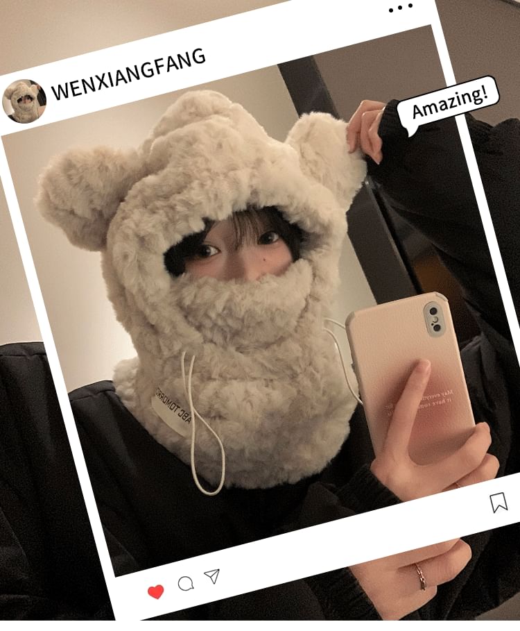 Ear Bear Chenille Balaclava