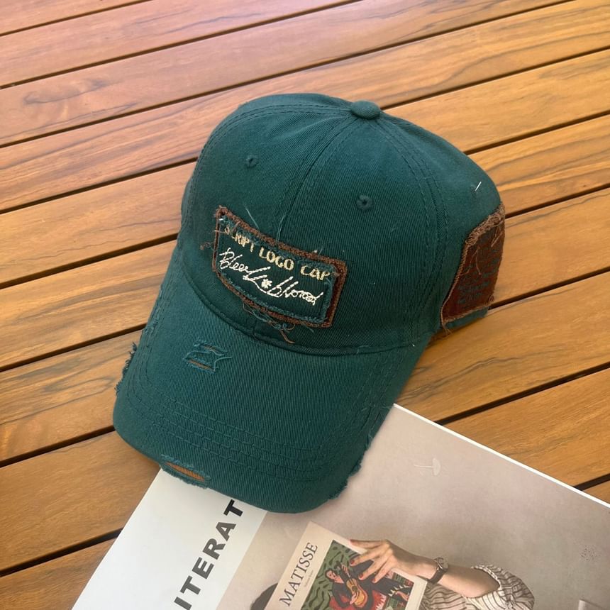 Distressed Baseball Applique Cap Lettering