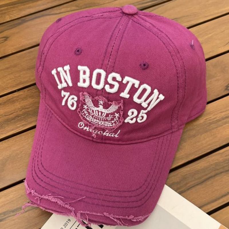 Cap Baseball Embroidered Lettering Distressed