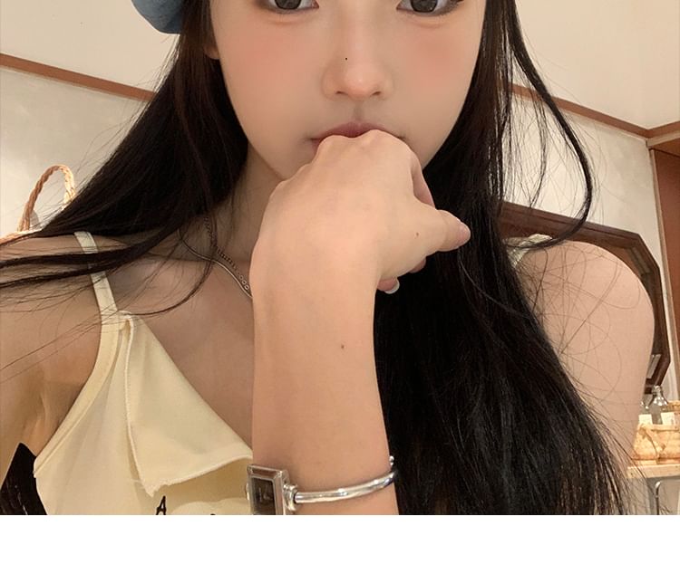 Rhinestone Bow Beret Denim Applique Heart