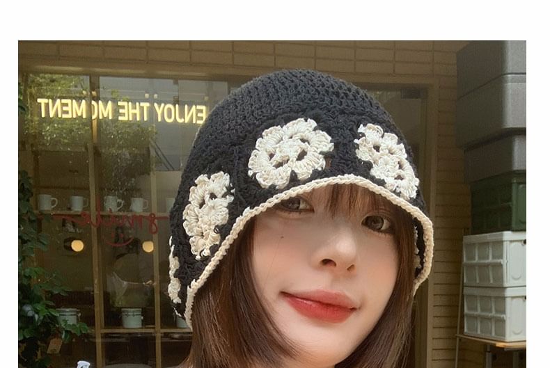 Hat Cloche Crochet Knit Floral