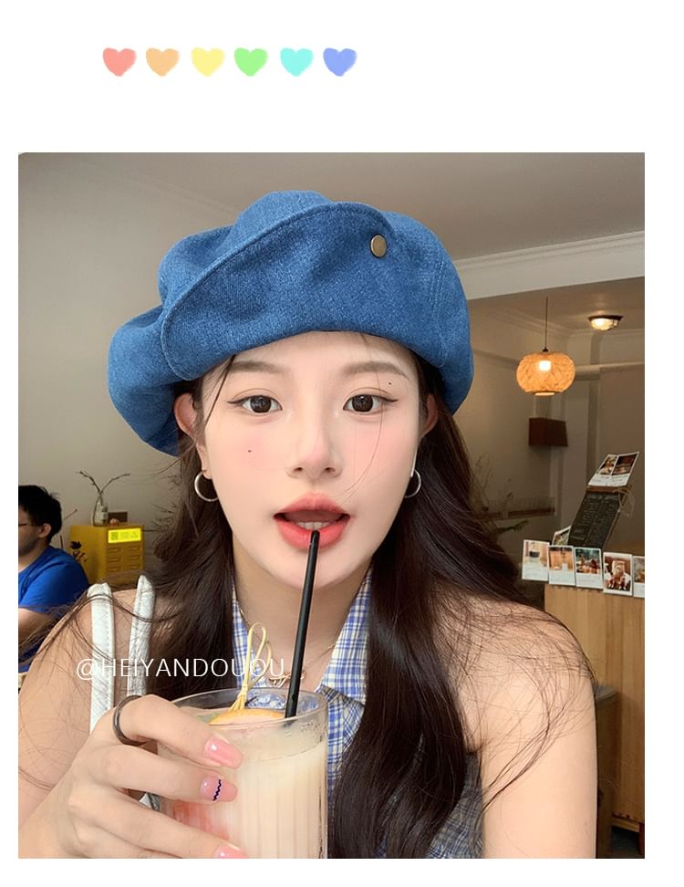 Cap Washed Denim Newsboy