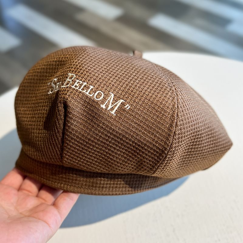 Waffle Beret Lettering Embroidered