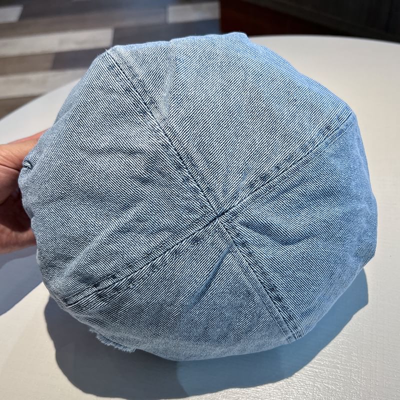 Distressed Denim Washed Beret