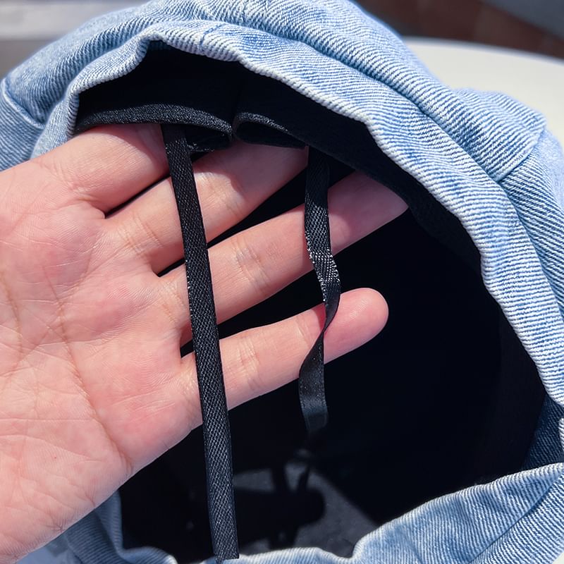 Distressed Denim Washed Beret