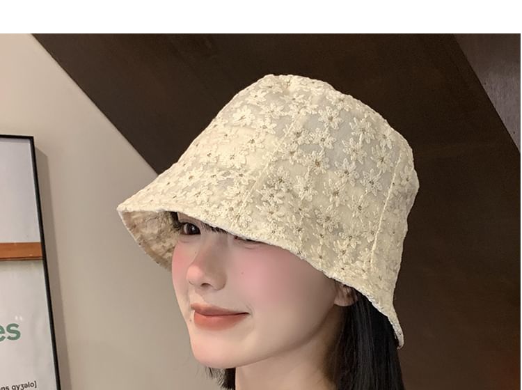 Embroidered Hat Bucket Floral