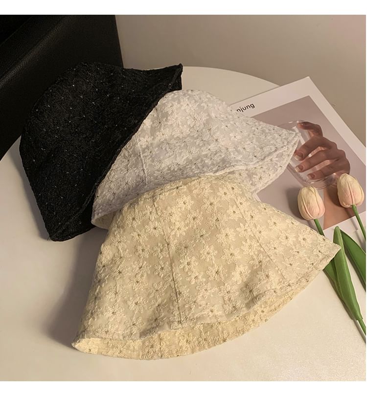 Embroidered Hat Bucket Floral