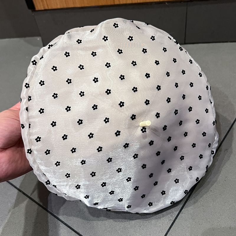 Beret Floral Print Mesh