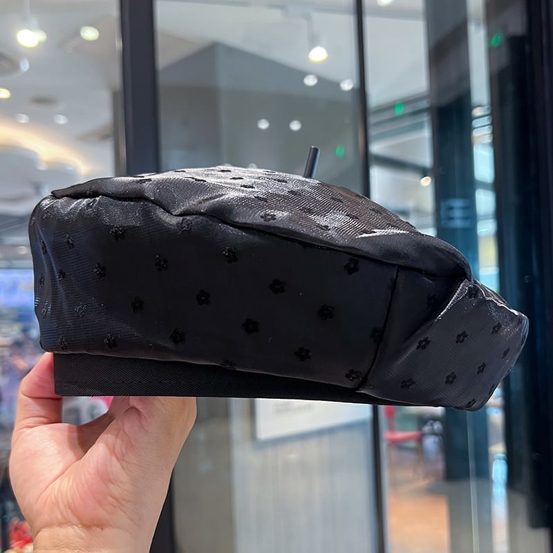 Beret Floral Print Mesh