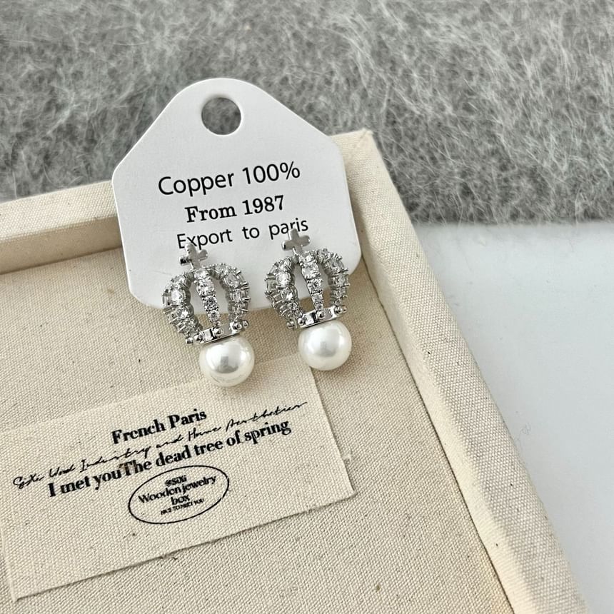 Rhinestone Crown Stud Earring