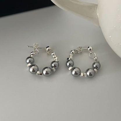 Faux Pearl Hoop Earring