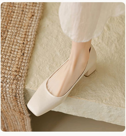 Square Toe Block Heel Pumps