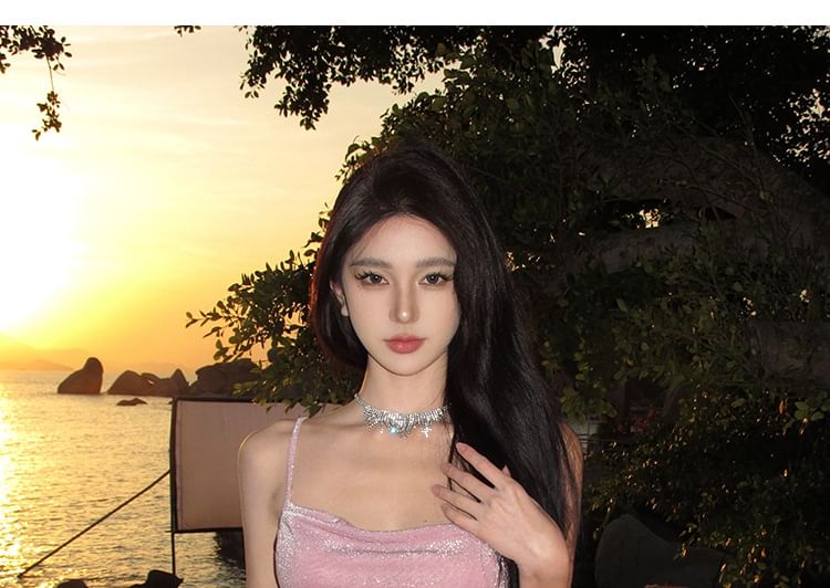 Maxi Mermaid Dress Plain Spaghetti Strap