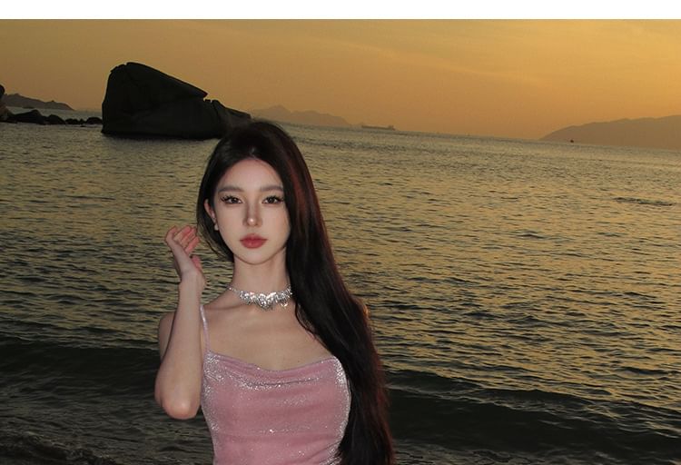 Maxi Mermaid Dress Plain Spaghetti Strap