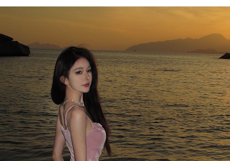 Maxi Mermaid Dress Plain Spaghetti Strap