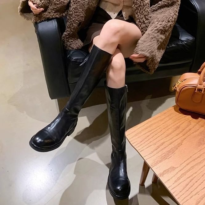 Leather Over-the-Knee Faux Boots