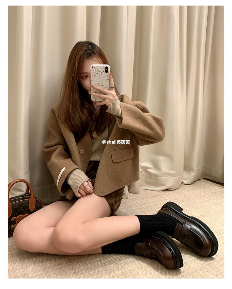 Loafers Chunky Platform Faux Leather Heel