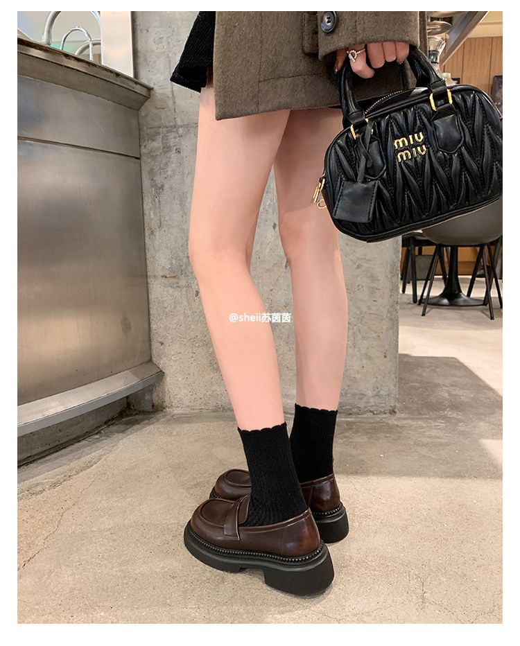 Loafers Chunky Platform Faux Leather Heel