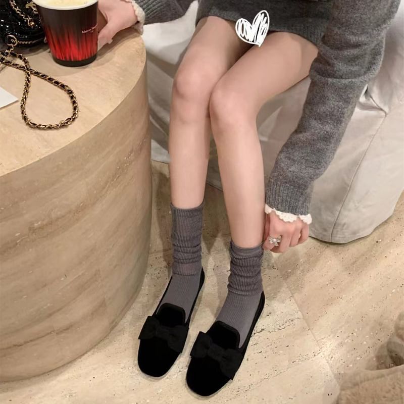 Flats Bow Velvet