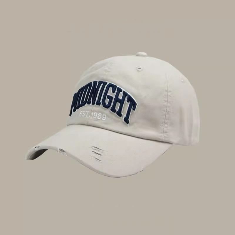 Lettering Embroidered Distressed Baseball Cap