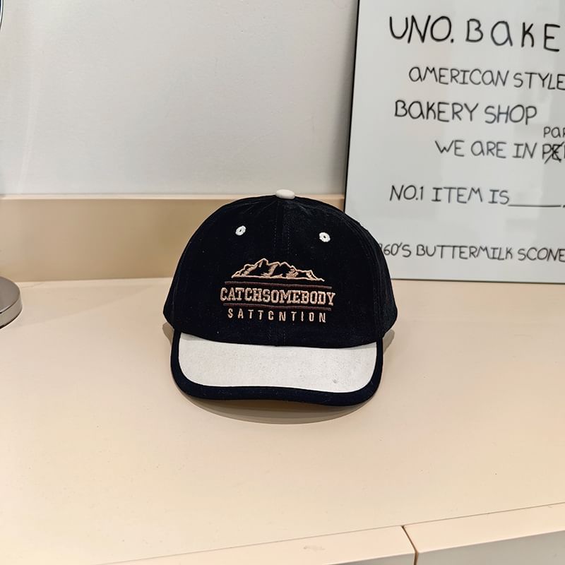 Color Embroidered Brim Short Cap Lettering Panel