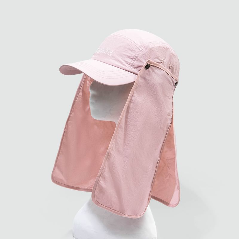 Lettering Embroidered Baseball Cap with Sun Protection Neck Flap