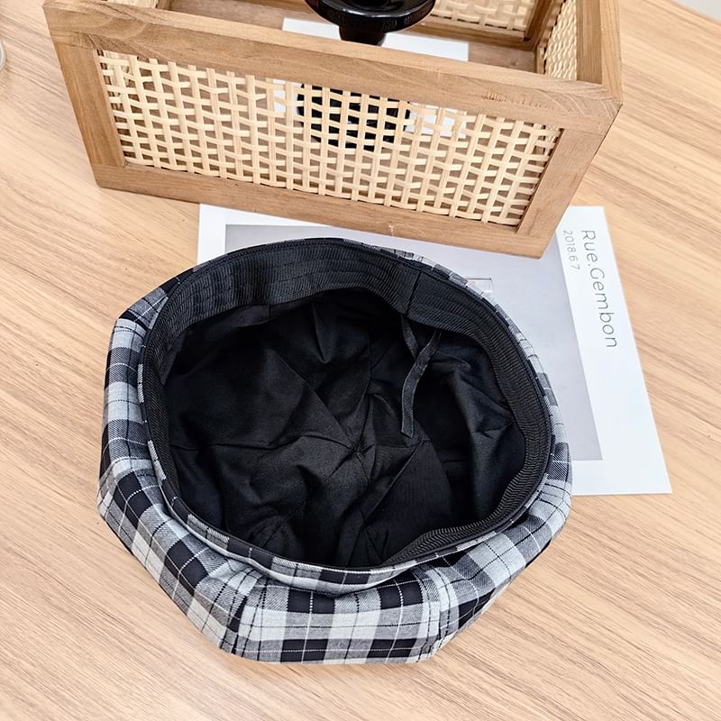 Hat Beret Plaid