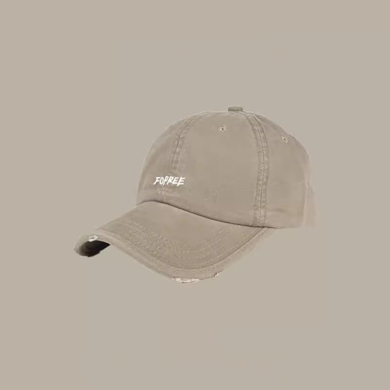 Embroidered Lettering Cap Baseball Distressed