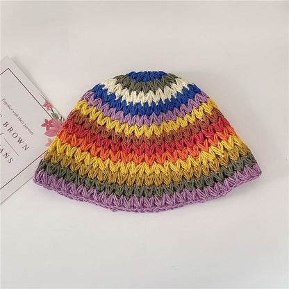 Rainbow Stripe Cloche Hat