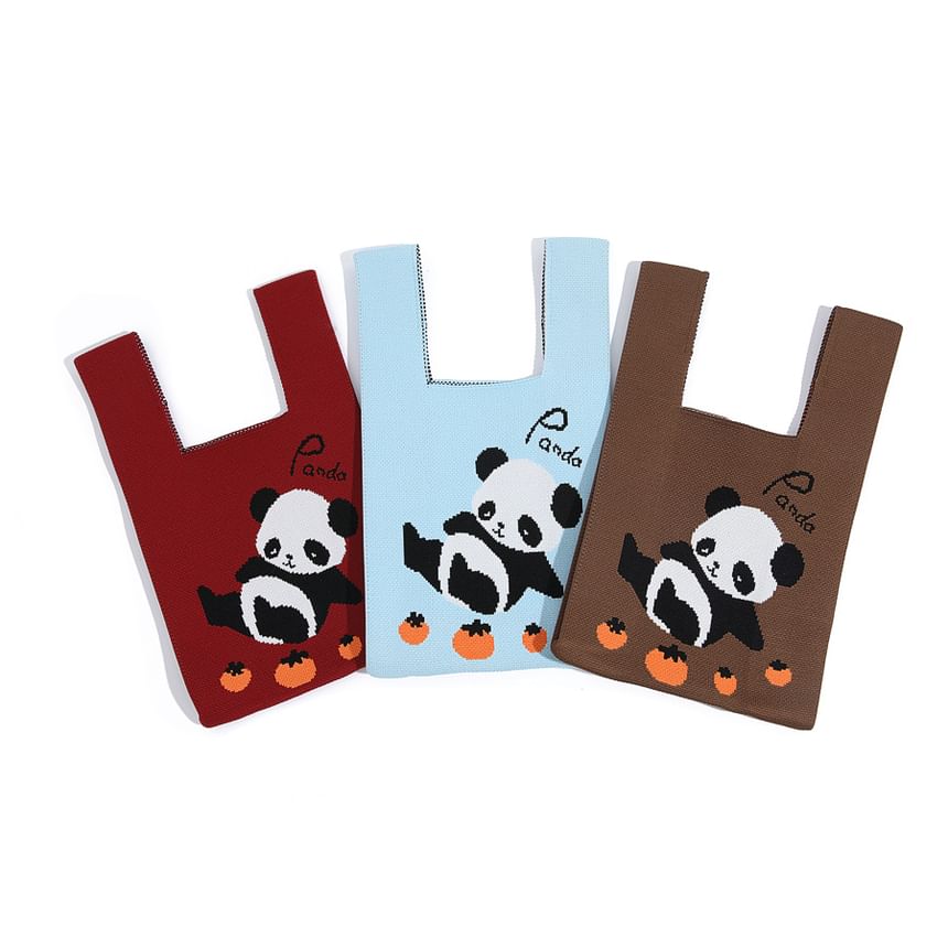 Panda Knit Tote Bag Jacquard