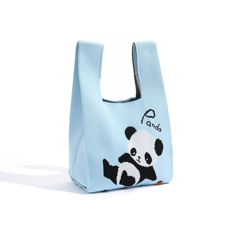 Panda Knit Tote Bag Jacquard