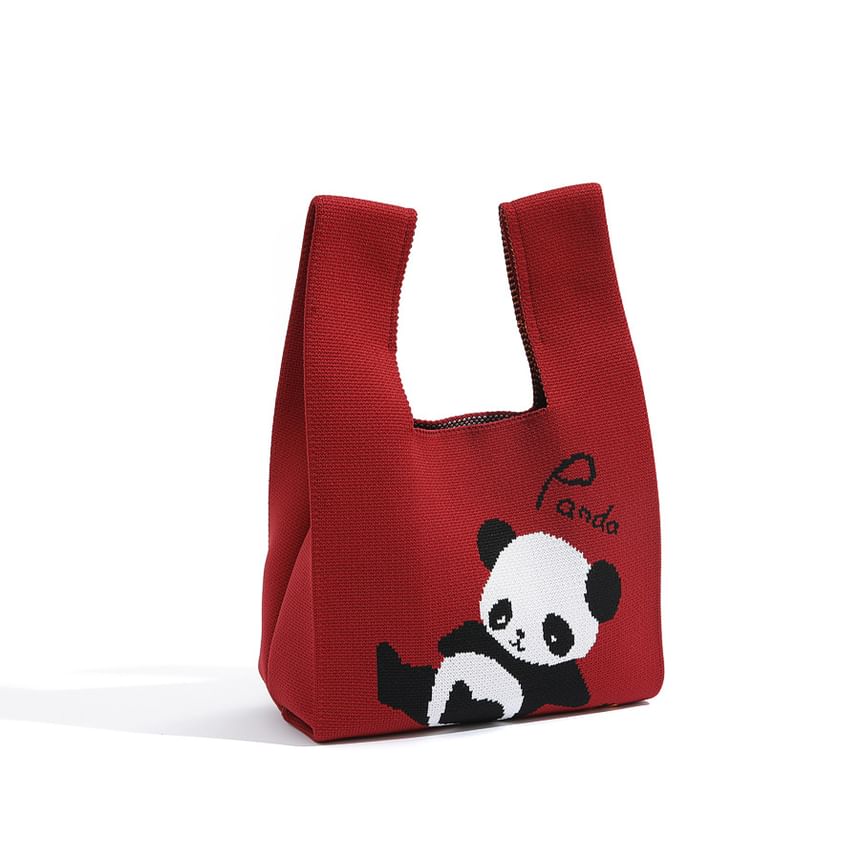 Panda Knit Tote Bag Jacquard