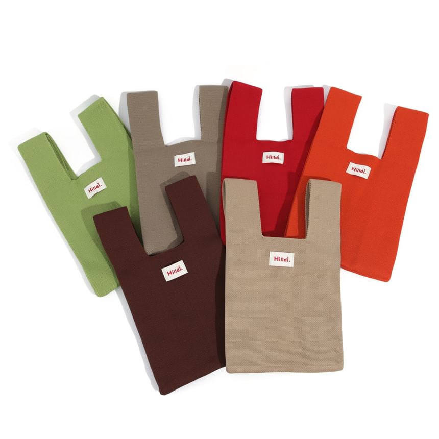 Knit Tote Bag Applique Lettering