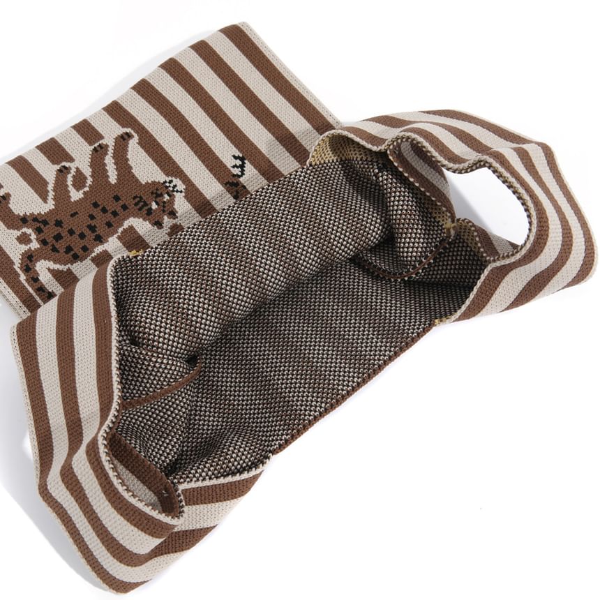Jacquard Tote Knit Bag Cat