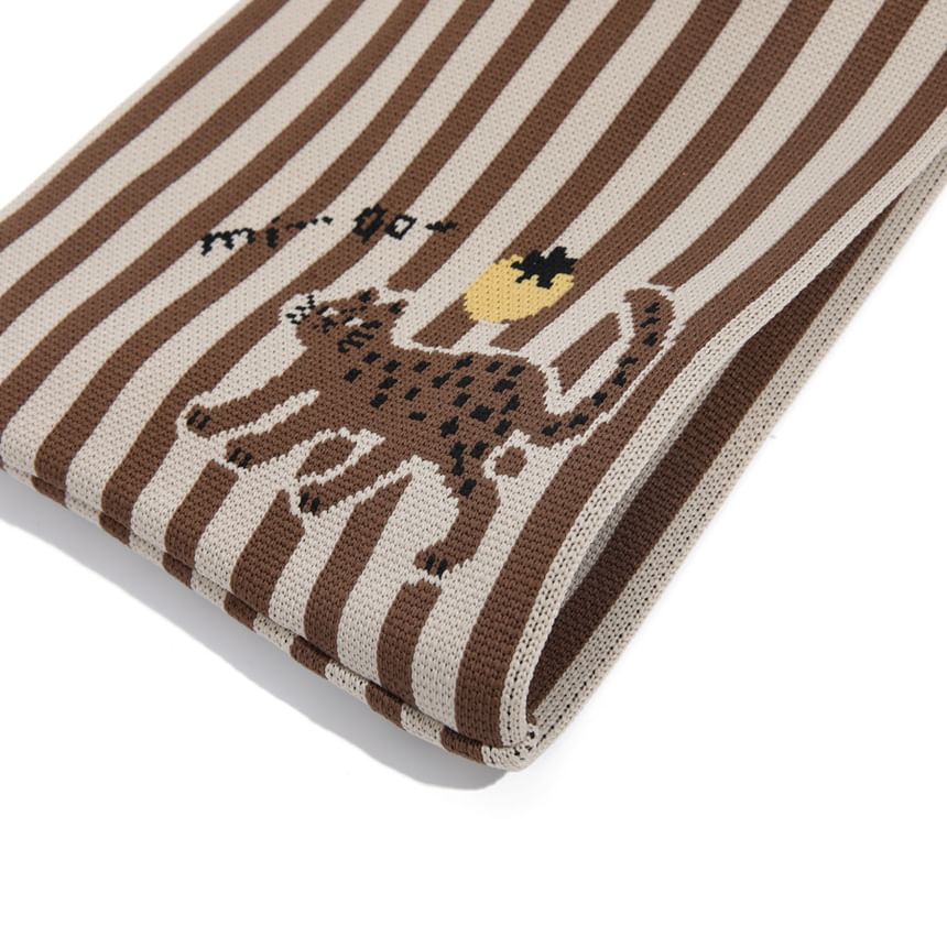 Jacquard Tote Knit Bag Cat