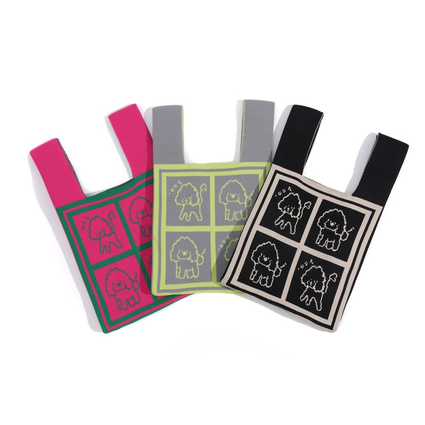 Bag Jacquard Dog Knit Tote