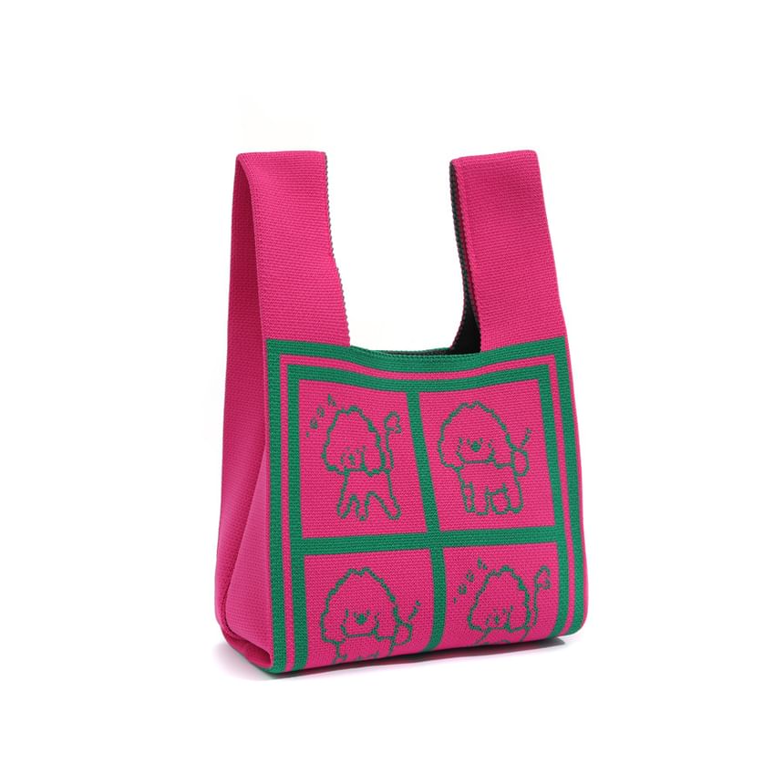 Bag Jacquard Dog Knit Tote
