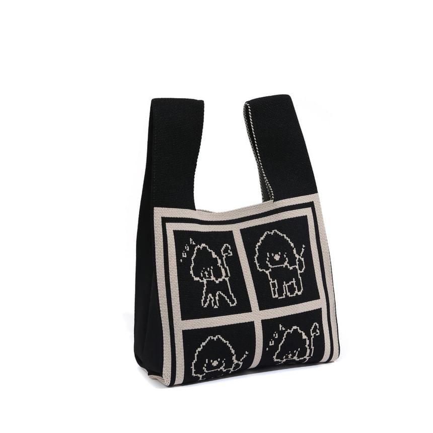 Bag Jacquard Dog Knit Tote