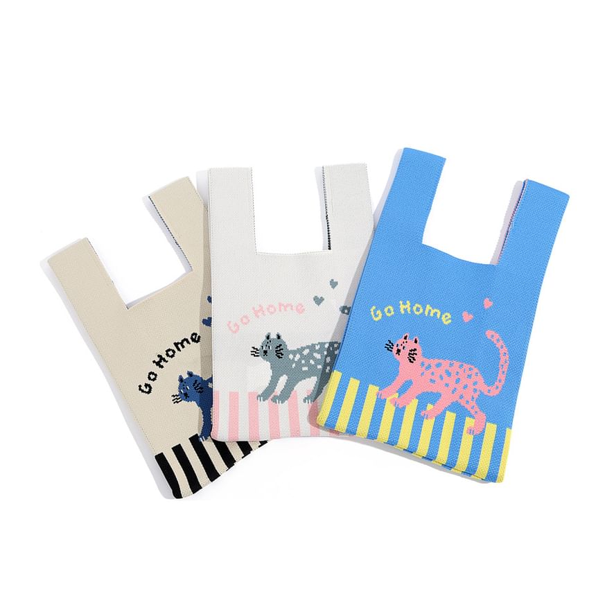 Tote Cartoon Jacquard Knit Bag