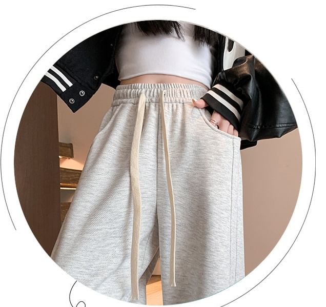 High Rise Wide Leg Plain Sweatpants