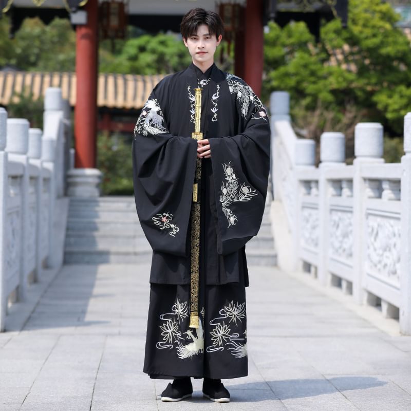 Crane Embroidered Hanfu Costume Set