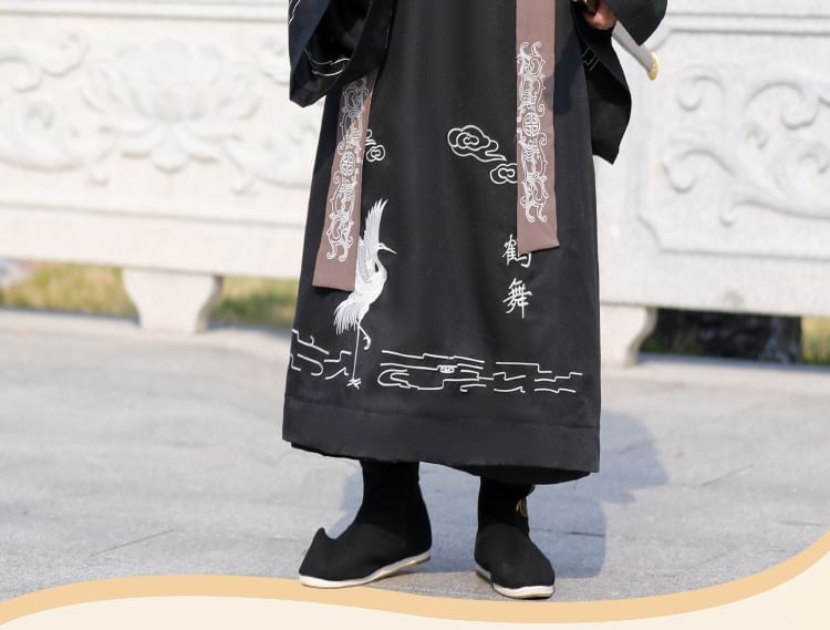 Crane Embroidered Hanfu Costume Set