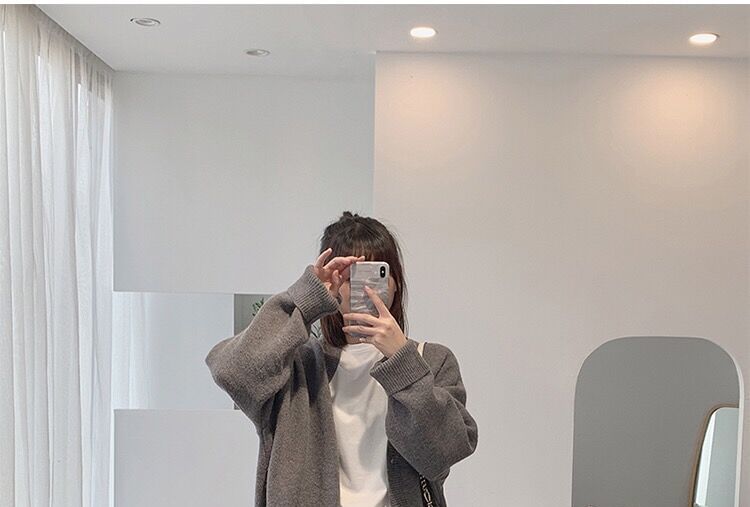 Cardigan Embroidered V-Neck Button-Up Letter