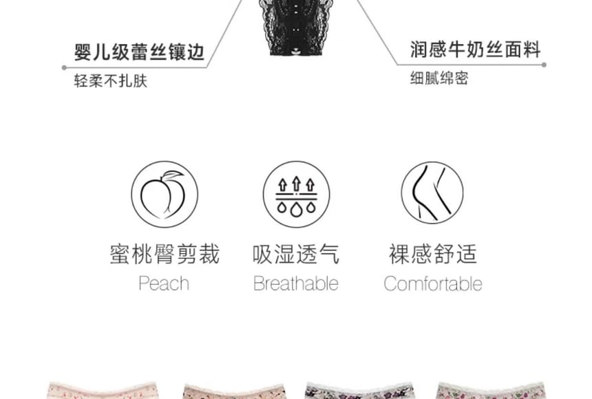 Print Lace Set: Thongs